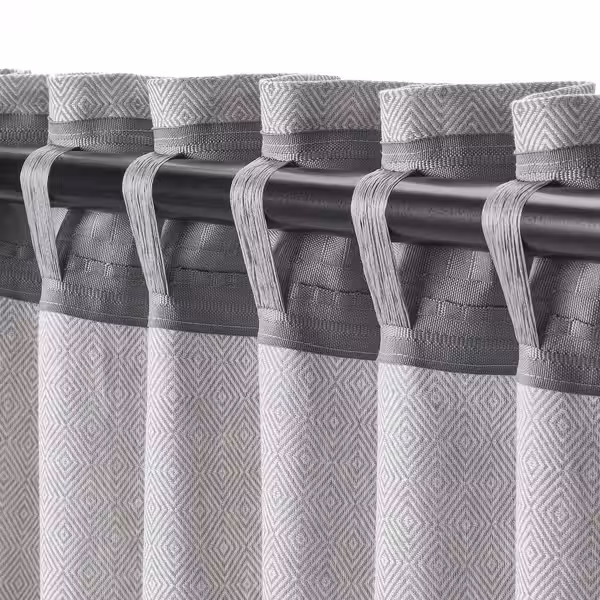 FJÄDERMOTT Гардины, 2 шт. - белый/серый/с лентой 145x300 см - фото 3