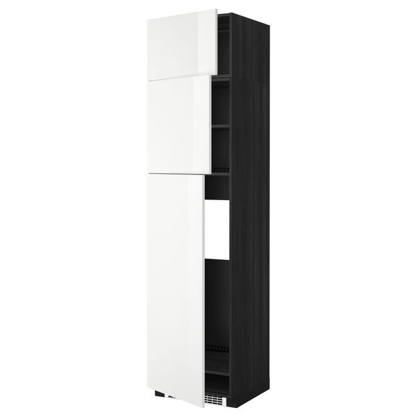 Высокий шкаф для холодильника, 3 дверцы МЕТОД, черный, Рингульт белый (60x60x240 см) - схема-чертеж с размерами