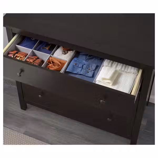 HEMNES Комод с 3 ящиками - черно-коричневый 108x96 см - фото 3