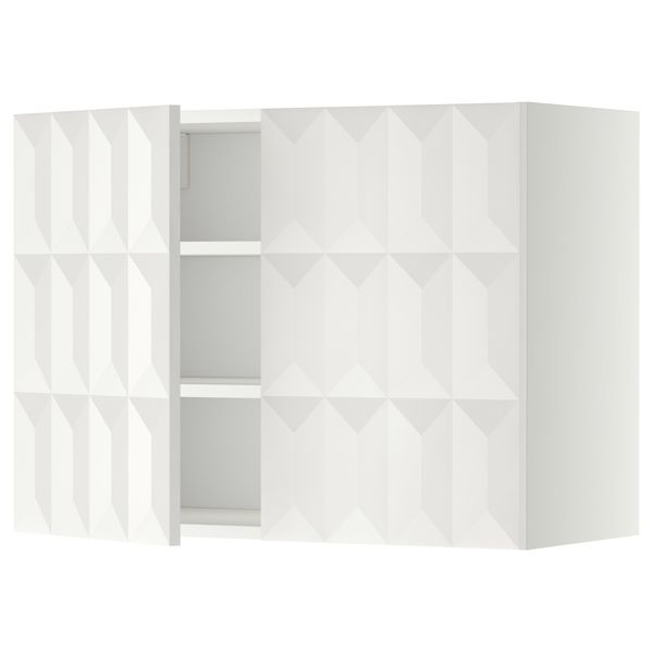 Навесной шкаф с полками, 2 дверцы МЕТОД, белый, Гэррестад белый - схема-чертеж с размерами