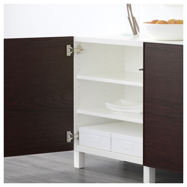 Комбинация для хранения с дверцами БЕСТО, белый, Инвикен черно-коричневый (180x40x74 см) - схема-чертеж с размерами