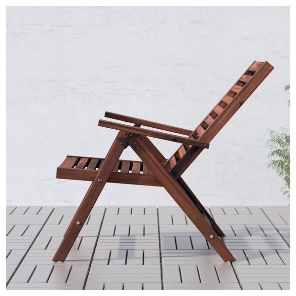 Садовое кресло, регулируемая спинка ЭПЛАРО, складной коричневый коричневая морилка коричневый - фото 3