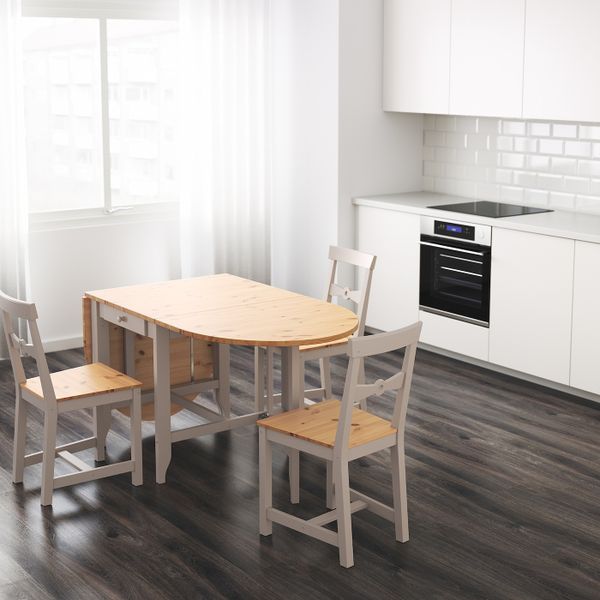 Стол складной, светлая морилка антик/серый 67/134/201x78 см IKEA GAMLEBY ГЭМЛЕБИ 403.588.89 - фото 4