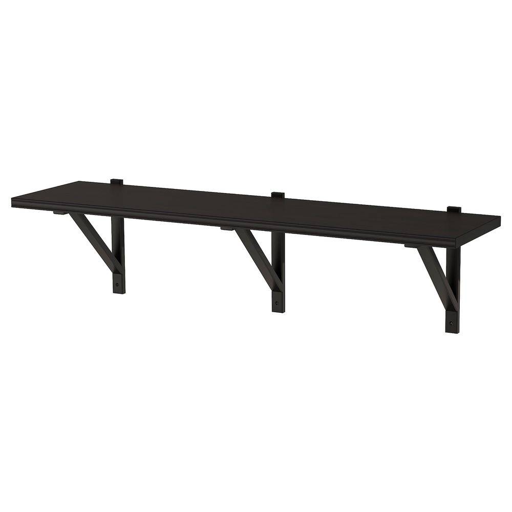 Полка навесная, коричнево-чёрный, черный, 120x32 см IKEA БЕРГСХУЛЬТ / ЭКБИ ВАЛЬТЕР 392.906.59 - фото 1