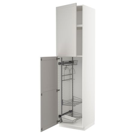 Высокий шкаф с отделением для аксессуаров для уборки, 60x60x240 cm IKEA METOD МЕТОД 194.555.33