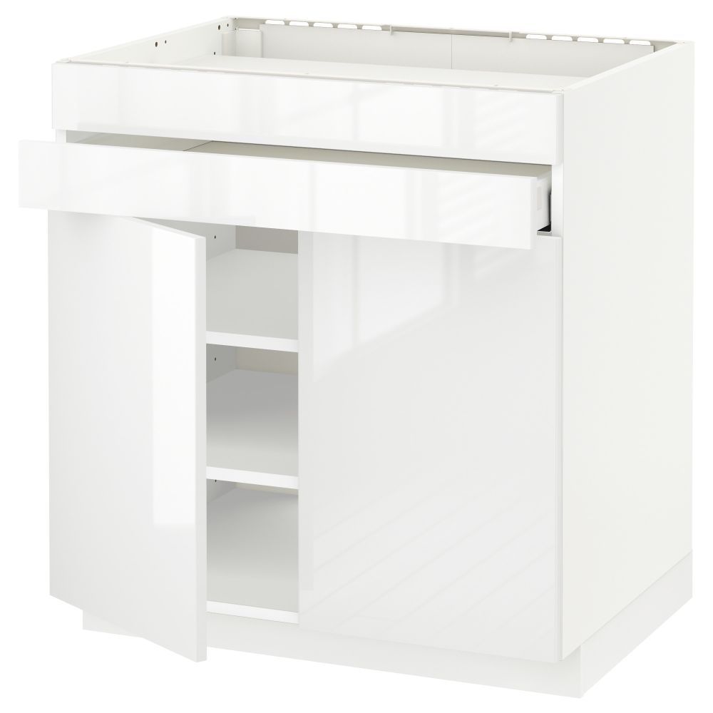 Напольный шкаф для варочной панели, 2 ящика, 2 фасада, 1 ящик МЕТОД / МАКСИМЕРА, белый, Рингульт белый (80x60 см) - схема-чертеж с размерами
