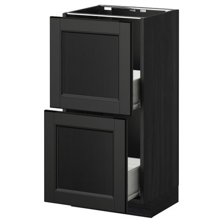 Напольный шкаф с 2 ящиками МЕТОД / ФОРВАРА, черный, Лаксарби черно-коричневый