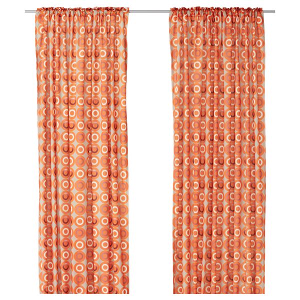 Гардины, 1 пара ВИТПИТТА, бежевый, оранжевый (145x270 см) - фото 1