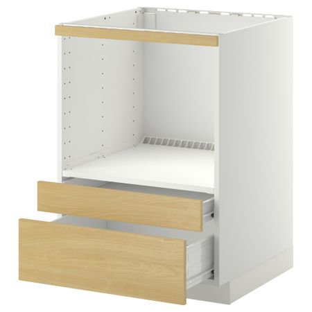 Напольный шкаф для комбинирования СВЧ, ящики МЕТОД / ФОРВАРА, белый, Тингсрид береза (60x60 см)