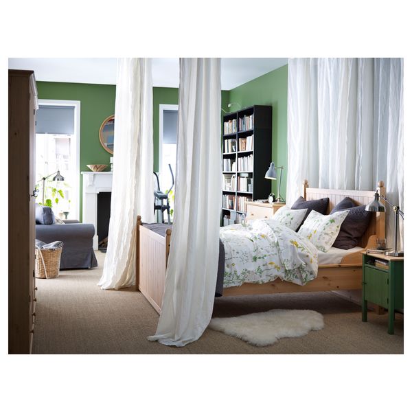 Каркас кровати ГУРДАЛЬ, светло-коричневый, Леирсунд - схема-чертеж с размерами