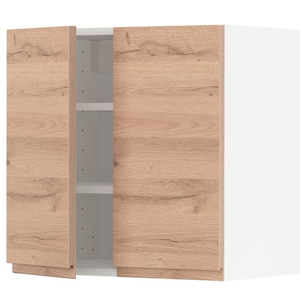 Навесной шкаф с полками/2дверцы, белый/Воксторп под дуб 60x60 см IKEA METOD МЕТОД 794.142.00 - схема-чертеж с размерами
