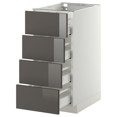 Напольный шкаф 4 фронтальных панели, 4 ящика МЕТОД / МАКСИМЕРА, белый, Рингульт серый
