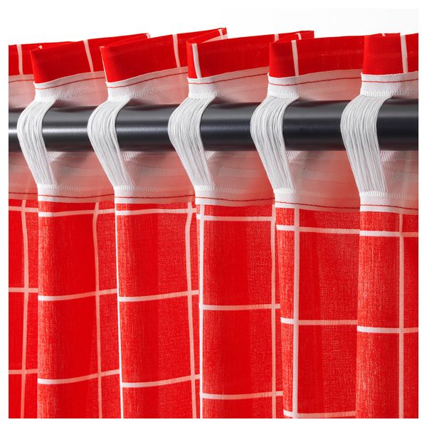 Затемняющие гардины, 1 пара РОЗАЛИЛЛ, красный/белый (145x300 см) - схема-чертеж с размерами