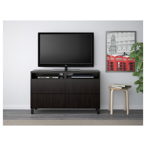 Тумба для ТВ с ящиками, 120x40x74 см, Lappviken черно-коричневый IKEA BESTÅ БЕСТО 191.939.23 - фото 3