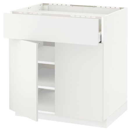 Напольный шкаф для варочной панели, ящик, полка, 2 дверцы МЕТОД / МАКСИМЕРА, белый, Хэггеби белый