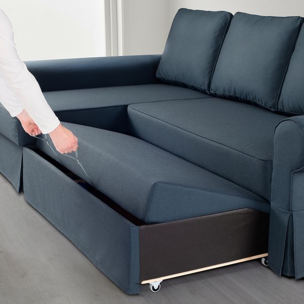 Диван-кровать с козеткой, Идекулла синий IKEA BACKABRO БАККАБРУ 204.853.79 - фото 7