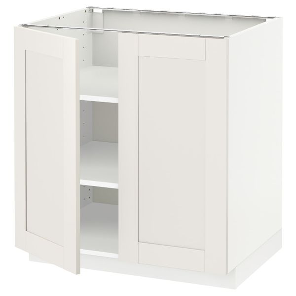 Напольный шкаф с полками/2двери, белый/Сэведаль белый 80x60 см IKEA METOD МЕТОД 892.230.40 - схема-чертеж с размерами