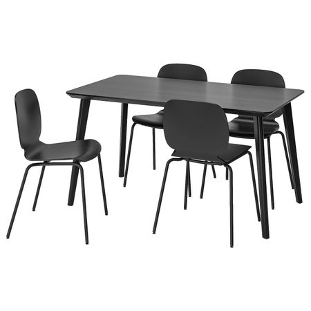 Стол и 4 стула, черный/черный 140x78 см IKEA LISABO ЛИСАБО / SVENBERTIL СВЕН-БЕРТИЛЬ 092.521.83