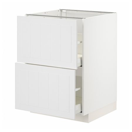 Напольный шкаф 2 фасада, 2 высоких ящика, белый/Стенсунд белый 60x60 см IKEA METOD МЕТОД / MAXIMERA МАКСИМЕРА 494.096.86