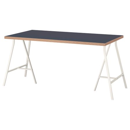 Стол ЛИННМОН / ЛЕРБЕРГ, синий, белый (150x75 см)