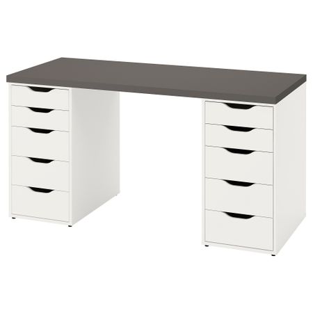Письменный стол, 140x60 см, темно-серый-белый IKEA ALEX АЛЕКС, LAGKAPTEN ЛАГКАПТЕН 294.318.67