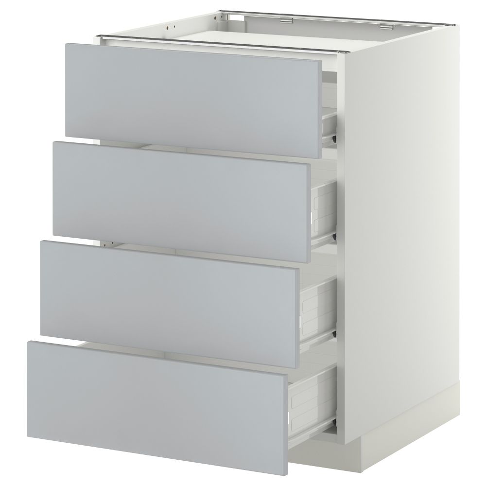 Напольный шкаф, 4 фронтальных панели, 4 ящика МЕТОД / ФОРВАРА, белый, Веддинге серый - фото 1