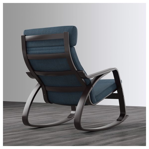 Кресло-качалка ПОЭНГ, черно-коричневый, Хилларед темно-синий - схема-чертеж с размерами