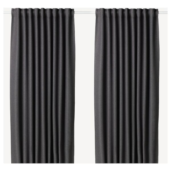 Затемняющие гардины, 2 шт., серый 145x300 см IKEA ANNAKAJSA АННАКАЙСА 603.902.42 - фото 1