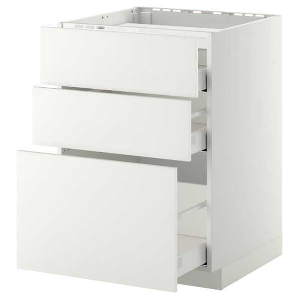 Напольный шкаф, 3 фронтальных панели/3ящика, белый/Хэггеби белый 60x60 см IKEA METOD МЕТОД / MAXIMERA МАКСИМЕРА 192.313.93 - схема-чертеж с размерами