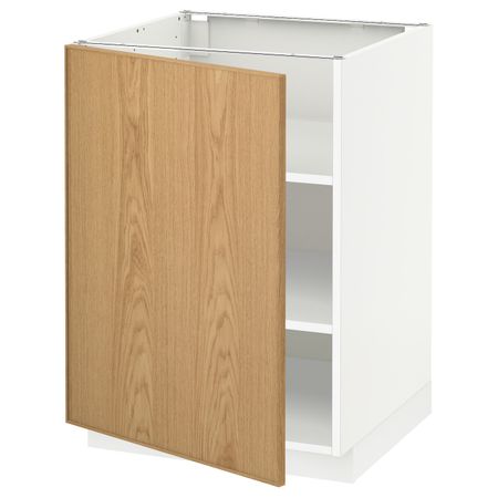 Напольный шкаф с полками, белый/Экестад дуб 60x60 см IKEA METOD МЕТОД 292.256.26