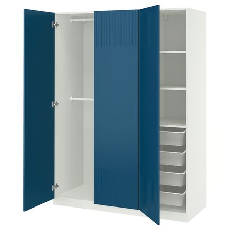 PAX / FYRUDDEN Гардероб, комбинация - белый/синий 150x60x201 см