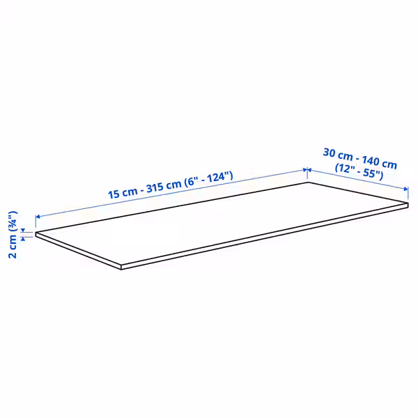 MÖCKLARP МЁККЛАРП Столешница под заказ - схема-чертеж с размерами