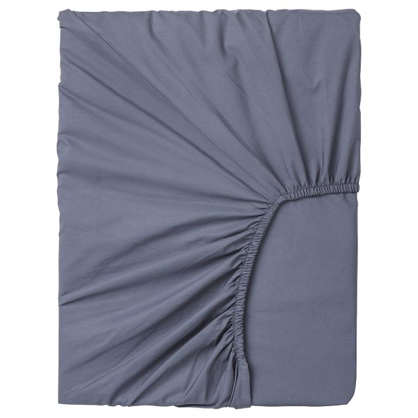 Натяжная простыня для тонкого матраса, сине-серый 140x200 см IKEA СЁМНТУТА 804.126.48 - фото 1