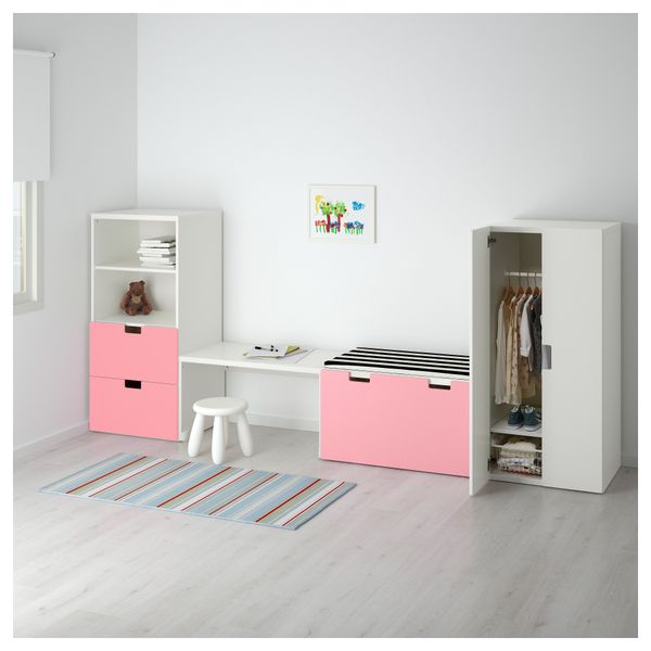 Комбинация для хранения со скамьей СТУВА, белый, розовый (300x50x128 см) - фото 2