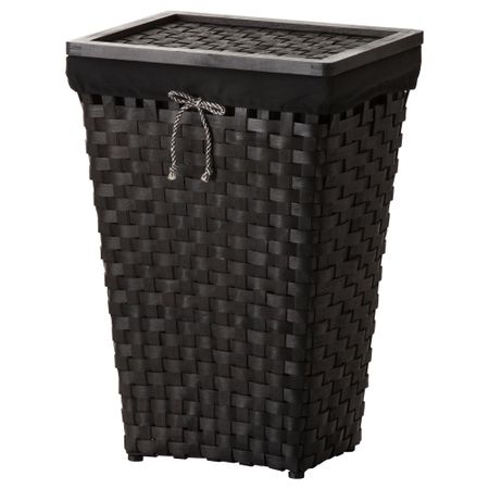 Корзина для белья с подкладкой КНАРРА, черный, коричневый