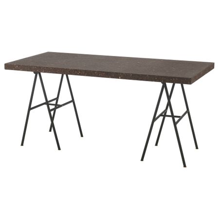 Стол СИННЕРЛИГ, пробка темно-коричневый, черный (150x75 см)