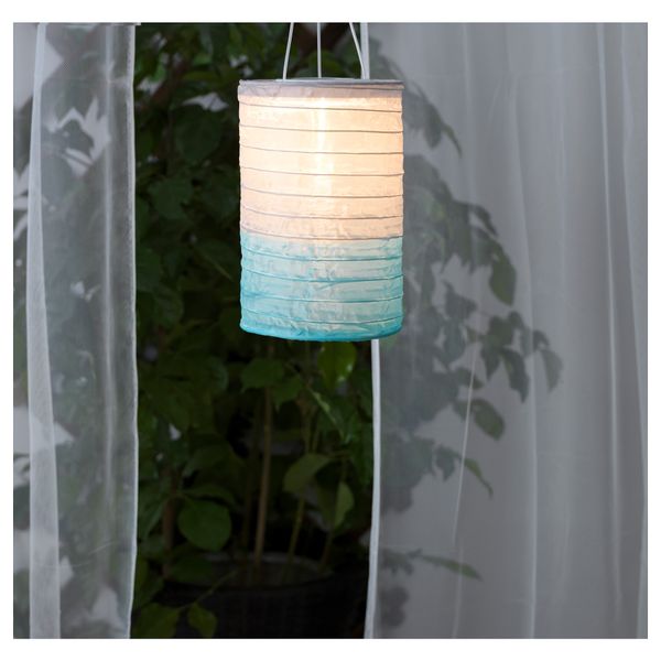 Подвесной светильник на солнечн батарея СОЛВИДЕН, в форме трубки серый, бирюзовый (15 см) - фото 1