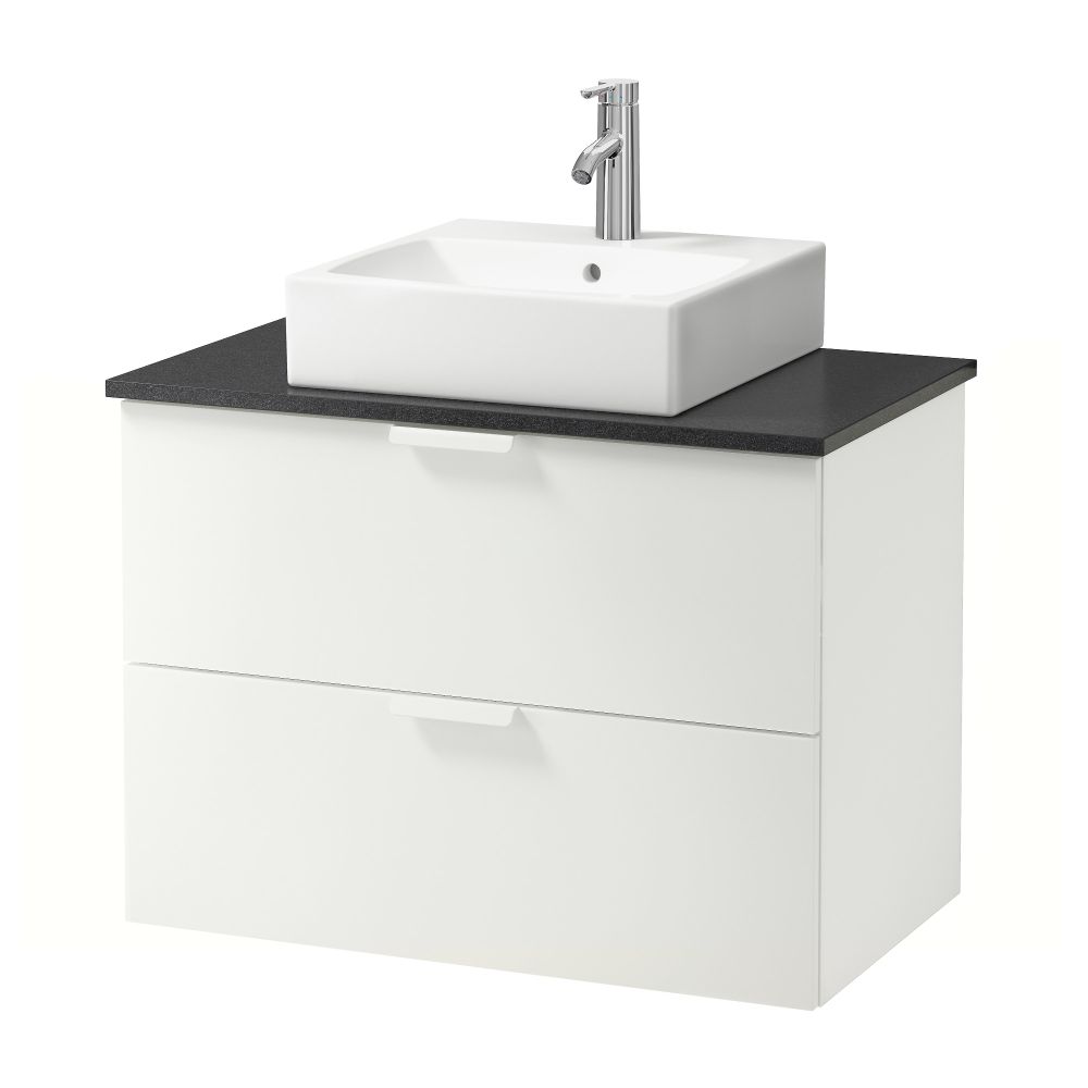 Шк п-раковину/столешн45x45/раковина ГОДМОРГОН/АЛДЕРН / ТОРНВИКЕН, белый, черный (82x49x72 см) - схема-чертеж с размерами