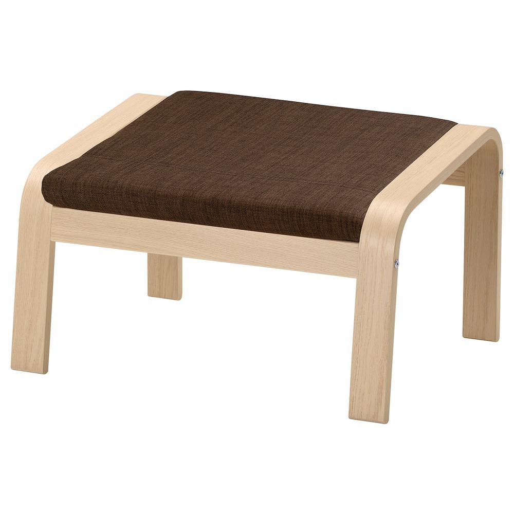 Табурет для ног, дубовый шпон, беленый/Шифтебу коричневый IKEA POÄNG ПОЭНГ 893.984.69 - фото 1