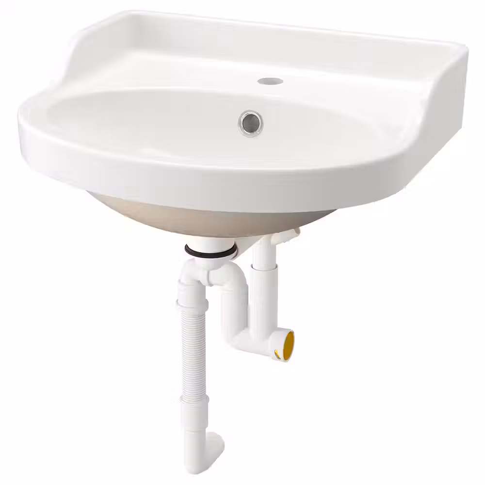 RUTSJÖN РУТШЁН Полувстраиваемая раковина с сифоном - белый 50x44 см - фото 1