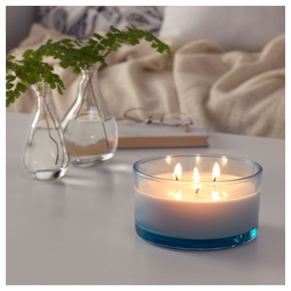 Ароматич свеча в стакане, 3 фитиля СОММАР 2016, Свежее белье, синий (7 см) - фото 2