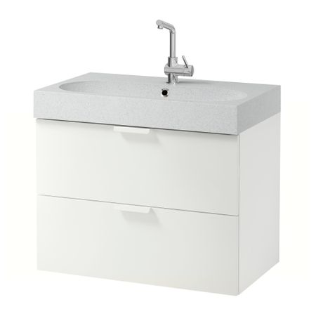 Шкаф для раковины с 2 ящиками ГОДМОРГОН / БРОВИКЕН, белый, светло-серый (80x49x68 см)