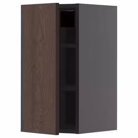 METOD Навесной шкаф с полками - черно-серый/Sinarp коричневый 30x60 см
