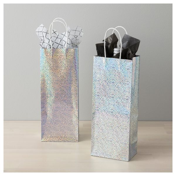 Подарочная упаковка для бутылки ВИНТЕР 2017, серебристый (8x32 см) - схема-чертеж с размерами