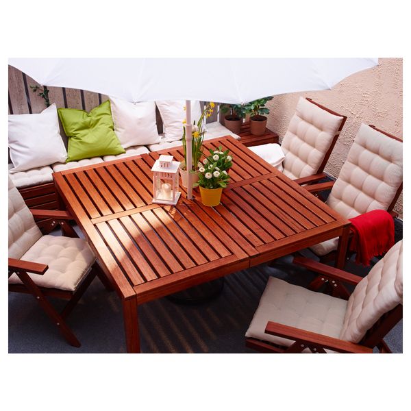 Садовый стол ЭПЛАРО, коричневая морилка коричневый (140x140 см) - схема-чертеж с размерами