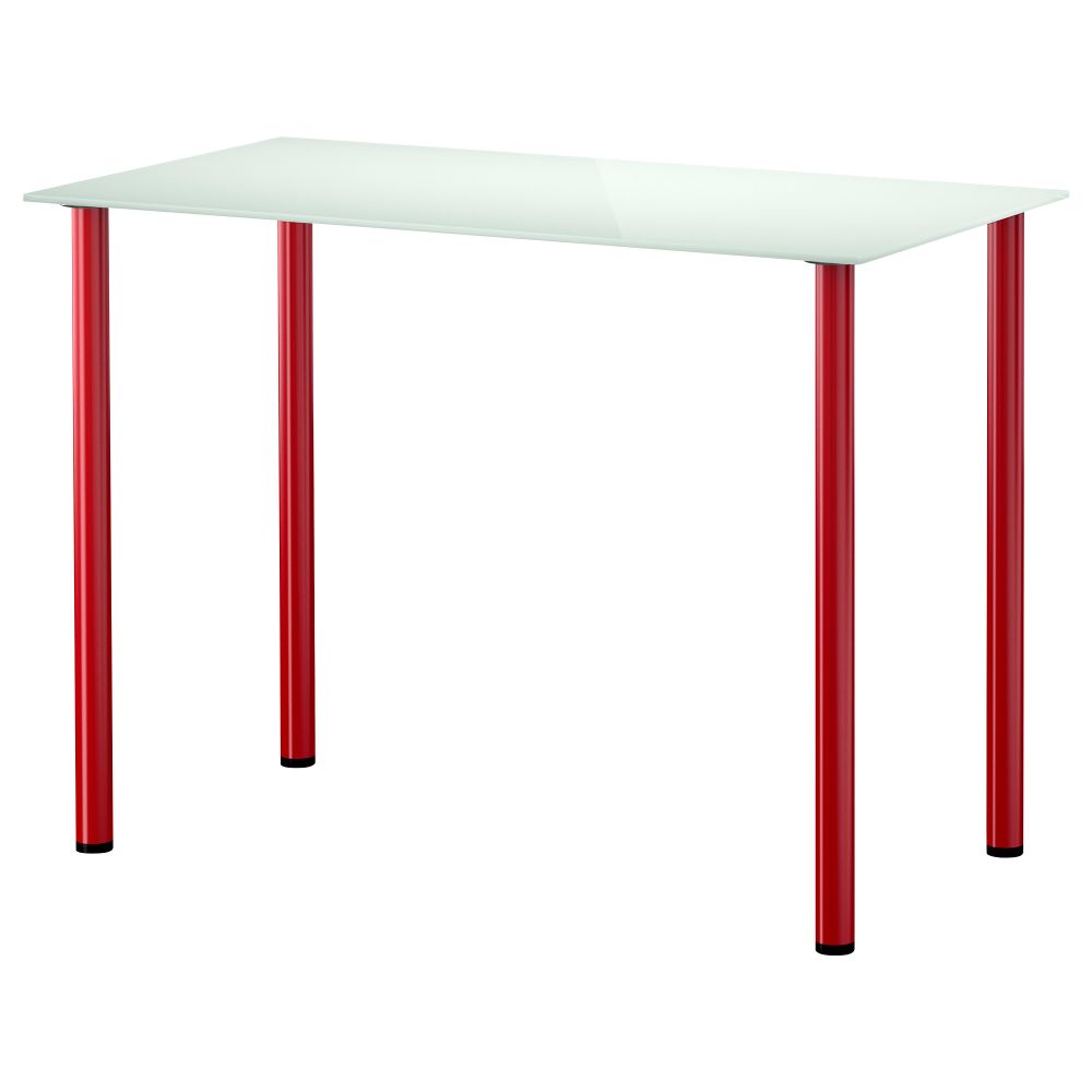 Стол ГЛАСХОЛЬМ / АДИЛЬС, стекло белый, красный (99x52 см) - схема-чертеж с размерами