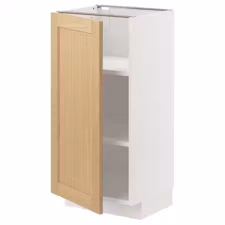 METOD Напольный шкаф с полками - белый/Forsbacka дуб 40x37 см
