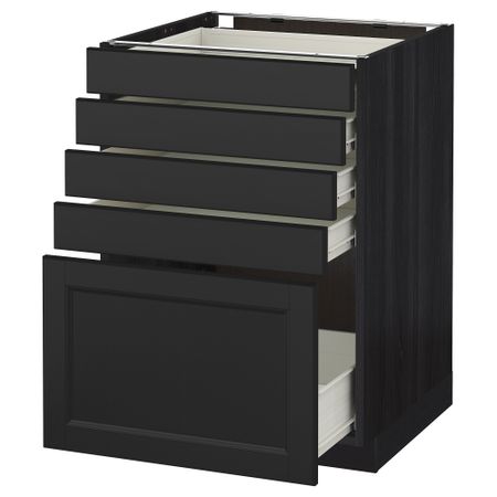 Напольный шкаф с 5 ящиками МЕТОД / ФОРВАРА, черный, Лаксарби черно-коричневый