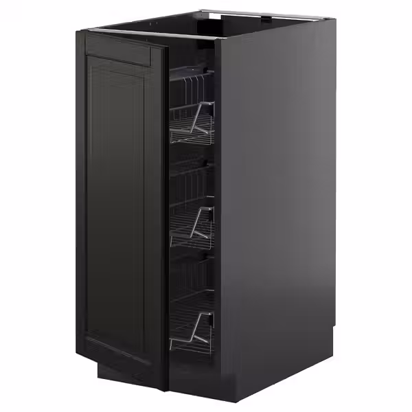 METOD Напольный шкаф/проволочные корзины - черно-серый/Bodbyn чёрный 40x60 см - фото 1