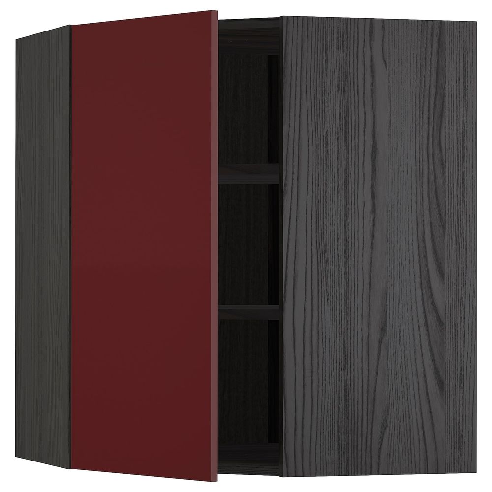 Угловой навесной шкаф с полками, черный Калларп/глянцевый темный красно-коричневый 68x80 см IKEA МЕТОД 793.278.54 - схема-чертеж с размерами